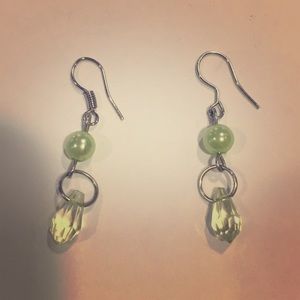 Lime Green & Crystal lookalike Dangling Earrings